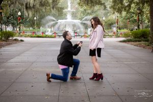 surprise proposal forsyth park Savannah Georgia