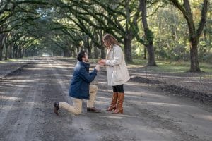 Wormsloe surprise proposal engagement photographer in savannah