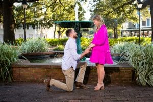 Surprise proposal in Columbia Square Savannah Carriage Toursengagement photographer in savannah