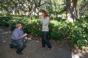 photos at forsyth park family and wedding and surprise proposal