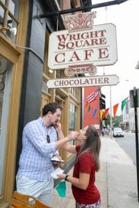 Surprise proposal scavenger hunt in Savannah Ga Visit Savannah engagement photographer in savannah