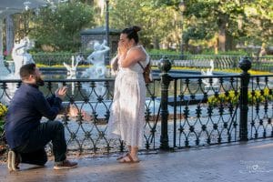 surprise proposal in forsyth at the fountain 