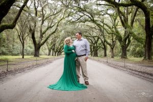 Erica and Daniel maternity photos at Wormsloe