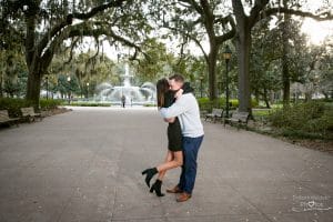 forsyth park surprise proposal engagement photographer in savannah
