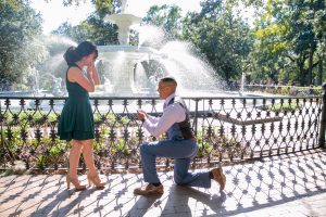 Nathan and Alyssa surprise proposal in Forsyth Park