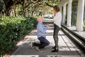 Dan and Tricia - surprise proposal at Forsyth Park Fragrant Garden