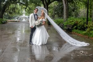rain wedding day savannah photos