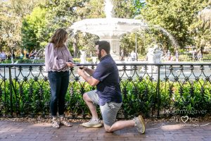 surprise proposal at forsyth fountain 