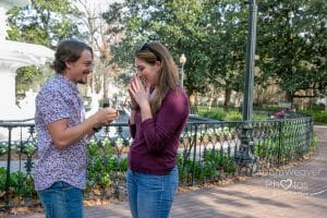 Kyle and Dori - surprise proposal in Forsyth Park
