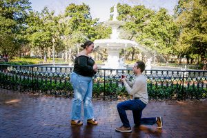 Matt and Allyssa - surprise proposal at the Forsyth Park Fountain