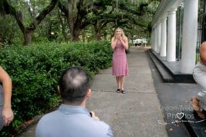 surprise proposal at forsyth park in savannah ga