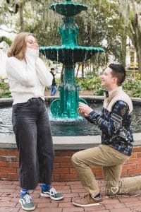 Tyler and Kat - Surprise proposal at Lafayette Sq downtown Savannah GA