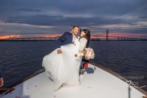 st simons wedding on a boat dream weaver photos sunset