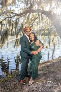 mini session photos savannah black couple green dress man in hat 