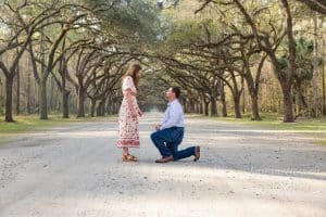 surprise proposal savannah wormsloe isle of hope man on knee