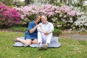 azaleas flowers forsyth lesbian same-sex couple ladies photo shoot lgbtq friendly engagement Forsyth savannah 